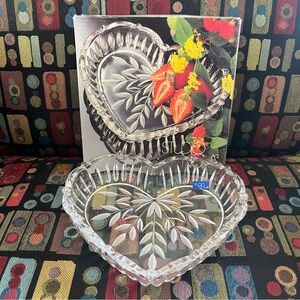Studio Nova Heart-Shaped Fernwood Crystal Dish - New in Box